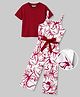 OLLINGTON ST. Single Jersey Knit Cotton Printed Dungaree with Half Sleeves Inner Tee - Maroon & White