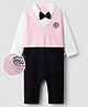 Mark & Mia Cotton Mix Knit Full Sleeves Printed Party Rompers With Bow Detailing in Pink