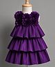 Babyhug Solid Organza Woven and Sleeveless Party Dress with Floral Applique - Purple