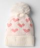 Babyhug Knit Woollen Pom Pom Cap White - Diameter 11 cm