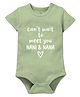 Zeezeezoo 100% Cotton Knit Half Sleeves Cant Wait To Meet You Nani & Nana Text Printed Onesie - Olive Green