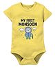 Zeezeezoo 100% Cotton Knit Monsoon Theme Half Sleeves My First Monsoon Text Printed Onesie - Yellow