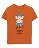 Zeezeezoo Cotton Knit Ganesh Chaturthi Theme Half Sleeves Ganpati Bappa Morya Text Printed Tee - Orange