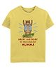 Zeezeezoo Cotton Knit Family Theme Half Sleeves Bear &  Happy Birthday To The Coolest Mumma Text Printed Tee - Yellow