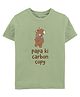 Zeezeezoo Cotton Knit Family Theme Half Sleeves Bear & Papa Ki Carbon Copy Text Printed Tee - Olive Green