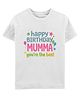 Zeezeezoo Cotton Knit Family Theme Half Sleeves Happy Birthday Mumma Text Printed Tee - White