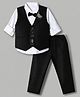 Babyhug Woven Full Sleeves Solid Party Suit With Bow - Black