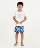 REBORN Cotton Knit Half Sleeves Break The Rules Text Printed Tee & Shorts Set - Butter Cream & Blue