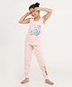 Reborn Cotton Knit Smurfs Featuring Sleeveless Smurfette Printed Tee & Joggers Set - Light Pink