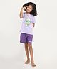 REBORN Cotton Knit Smurfs Featuring Half Sleeves Smurfette Printed Tee & Shorts Set - Lavender