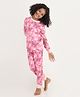 REBORN Cotton Knit Full Sleeves Butterfly Printed Coordinating Tee & Pajamas Night Suit - Pink