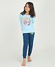 REBORN Cotton Knit Smurfs Featuring Full Sleeves Character Printed Tee & Jogger Night Suit - Blue & Navy Blue