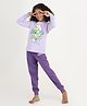 REBORN Cotton Knit Smurfs Featuring Full Sleeves Character Printed Tee & Joggers Night Suit - Lavender & Purple