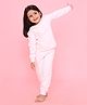 REBORN Cotton Knit Full Sleeves Striped Coordinating Tee & Joggers Night Suit - Pink & White