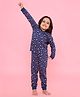 REBORN Cotton Knit Full Sleeves Dots Printed Coordinating Tee & Joggers Night Suit - Pink & Royal Blue