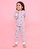 REBORN Cotton Knit Full Sleeves Clouds & Stars Printed Coordinating Tee & Joggers Night Suit - Grey Melange