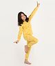 REBORN Cotton Knit Full Sleeves Hearts & Dots Printed Coordinating Tee & Joggers Night Suit - Yellow