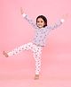 REBORN Cotton Knit Full Sleeves Reindeer Printed Tee & Joggers Night Suit - Grey & Pink