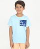 REBORN Cotton Knit Half Sleeves  I M The Future Text Printed Tee - Light Blue