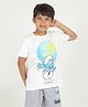 REBORN Cotton Knit Smurfs Featuring Half Sleeves Think Blue Think Smurf Text Printed Tee - White