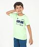 REBORN Cotton Knit Half Sleeves Explore Text Printed Tee - Pistachio Green