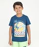 REBORN Cotton Knit Half Sleeves Beach Theme Printed Tee - Navy Blue