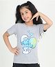 REBORN Cotton Woven Smurfs Featuring Half Sleeves Character Printed Tee - Grey