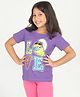 REBORN Cotton Knit Smurfs Featuring Half Sleeves Character Printed Tee - Purple
