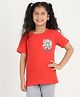 REBORN Cotton Knit Half Sleeves Floral Printed Tee - Red