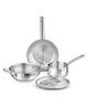 Bergner TriPro 4 Pcs Tri-Ply Stainless Steel Induction Bottom Cookware Set - 22cm (2.3L) Kadai and 22cm (1L) Frypan with Common Stainless Steel Lid, 14cm (1L) Teapan, Less Oil Use, Easy to Clean