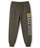 Taeko Single Jersey Knit Full Length Text Printed Lounge and Track Pants - Green