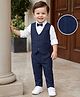 Babyhug Woven Full Sleeves Stripes Texture Party Suit With Bow - Navy