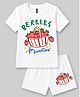 FASHIONOY 100% Cotton Knit Half Sleeves Strawberries & Berries Text Printed Tee & Shorts Set - White