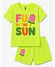 FASHIONOY 100% Cotton Knit Half Sleeves Fun In The Sun  Text Printed Tee & Shorts Set - Neon Green