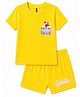 FASHIONOY 100% Cotton Knit Half Sleeves Ice Cream Printed Tee & Shorts Set - Yellow