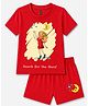 FASHIONOY 100% Cotton Knit Half Sleeves Girl & Reach For Stars Printed Tee & Shorts Set - Red