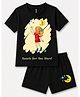 FASHIONOY 100% Cotton Knit Half Sleeves Girl & Reach For Stars Printed Tee & Shorts Set - Black