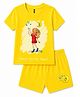 FASHIONOY 100% Cotton Knit Half Sleeves Girl & Reach For Stars Printed Tee & Shorts Set - Yellow