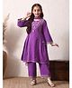 INDI-LOOM COUTURE Cotton Woven Full Sleeves Gota Lace Embellished & Floral Embroidered Kurti Pant Set With Dupatta - Purple