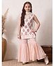 INDI-LOOM COUTURE Cotton Woven Sleeveless Floral Motif Printed Kurti Sharara Set With Dupatta - Off White