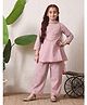 INDI-LOOM COUTURE Cotton Woven Full Sleeves Gota Lace Embellished Kurti Palazzo Set With Dupatta - Pink