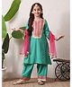 INDI-LOOM COUTURE Cotton Woven Full Sleeves Gota Lace Embellished Kurti Salwar Set With Dupatta - Green