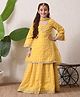 INDI-LOOM COUTURE Silk Woven Full Sleeves Gota Lace Embellished & Ethnic Motif Embroidered Kurti Lehenga Set WIth Dupatta - Yellow