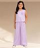 Lil' Drama Knit Sleeveless Floral Applique Detailed Top & Pant Set - Purple