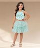Lil' Drama Knit Sleeveless Bow Applique Detailed Top With Layered Skirt Set - Green