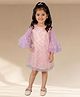 Lil' Drama Knit Three Fourth Bell Sleeves Sequins Embellished Dress - Peach