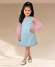 Lil' Drama Knit Three Fourth Bell Sleeves Sequins Embellished Dress - Sky Blue