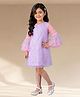Lil' Drama Knit Three Fourth Bell Sleeves Sequins Embellished Dress - Lavender