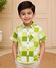Lil' Drama Rayon Woven Half Sleeves Checked Shirt - Green