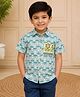Lil' Drama Rayon Knit Half Sleeves Abstract Printed Shirt - Green